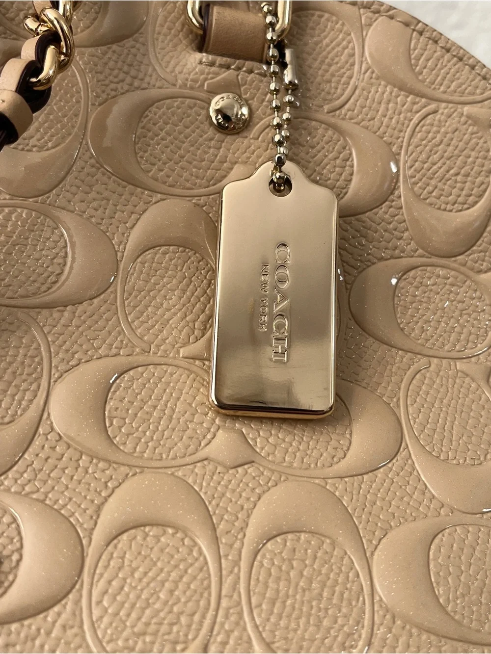 Coach Dome Satchel in Nude Beige Patent Leather
